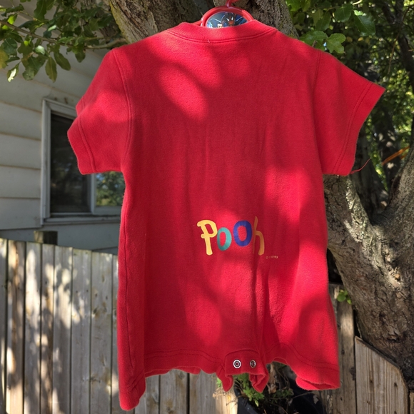 Sold Classic Red Baby Romper with Embroidered Winnie The Pooh, Tigger, Piglet - Picture 2 of 3
